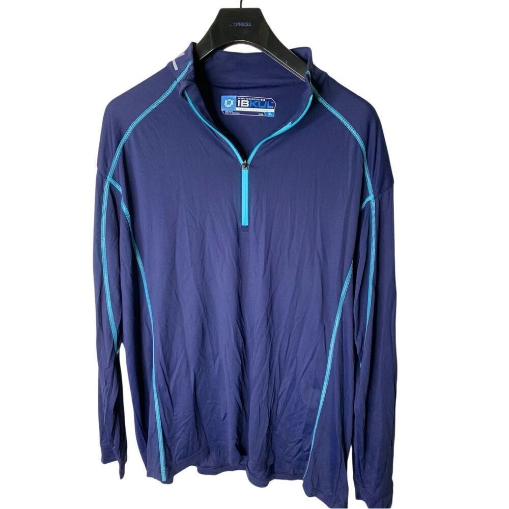 IBKUL 1/4 Zip Mock Neck Pullover Navy Icefil Cooling Wicking Upf Golf men's XL